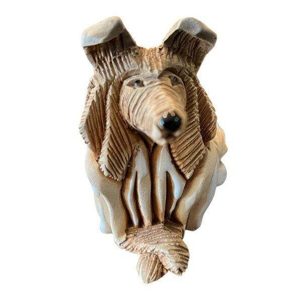 Collie Dog Figurine Ceramic Lying Down Legs Crossed Uruguay Artesania Rinconada - Picture 1 of 7